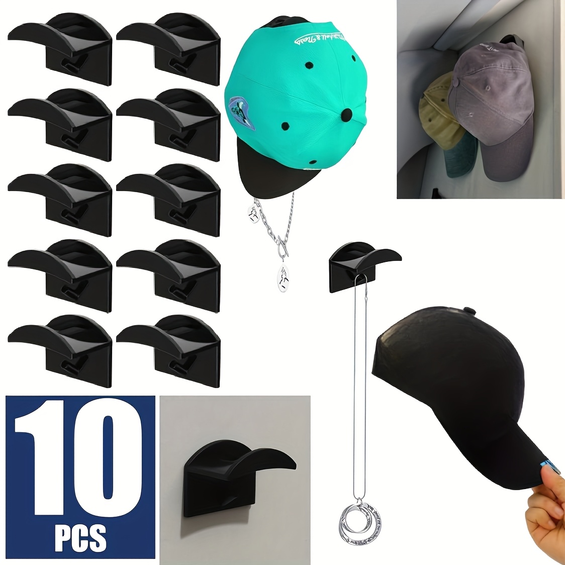 TEMU Premium 10-pack Cloth Coat Racks Hat Hanger Hat Rack Organizer Closet Storage, Home Wardrobe Closet Organizer Coat Racks, Multifunctional Cloth