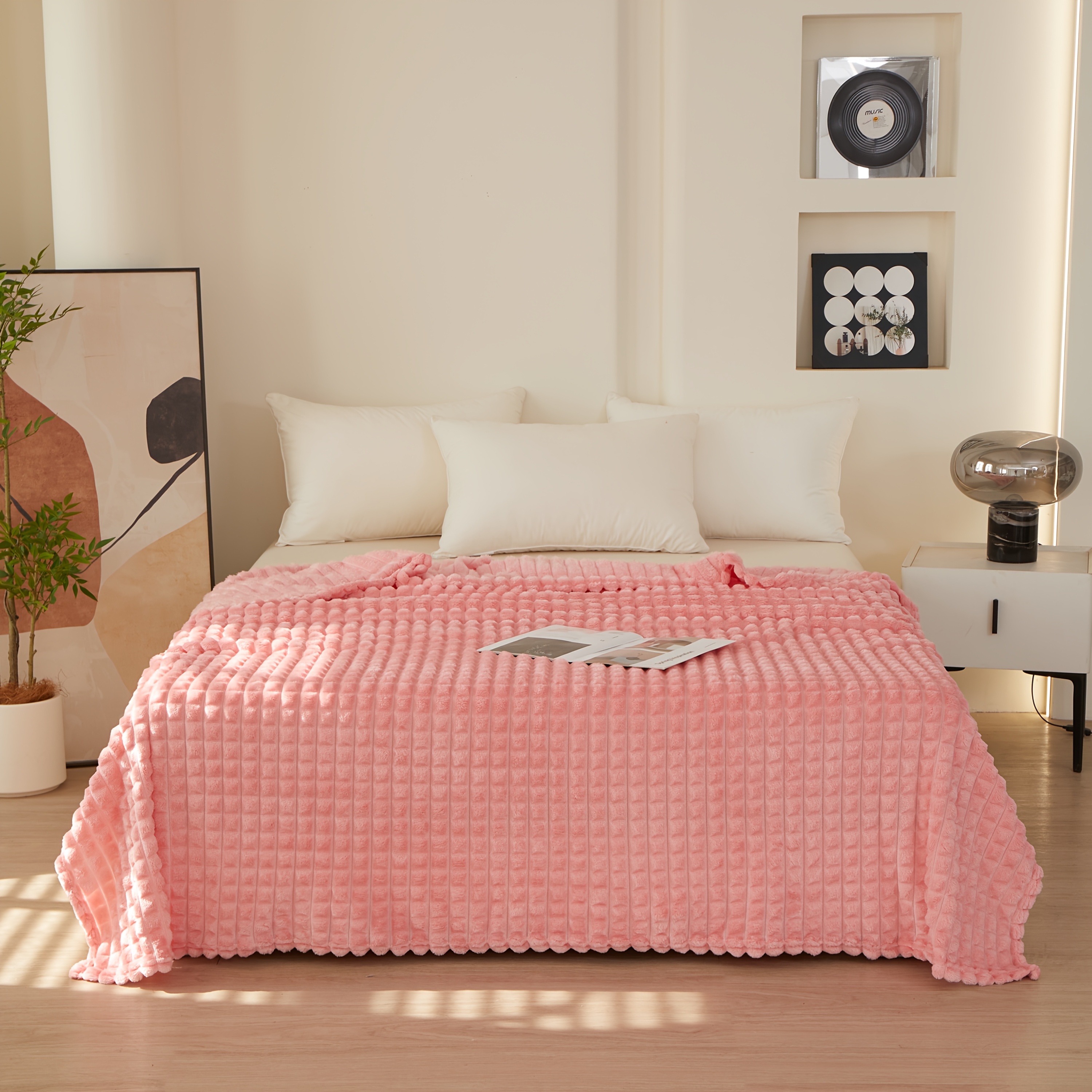 TEMU Couverture en flanelle à carreaux - Couvre-lit et plaid de canapé doux et chaud, adapté pour les siestes, le camping, - Couvre-lit ou couverture