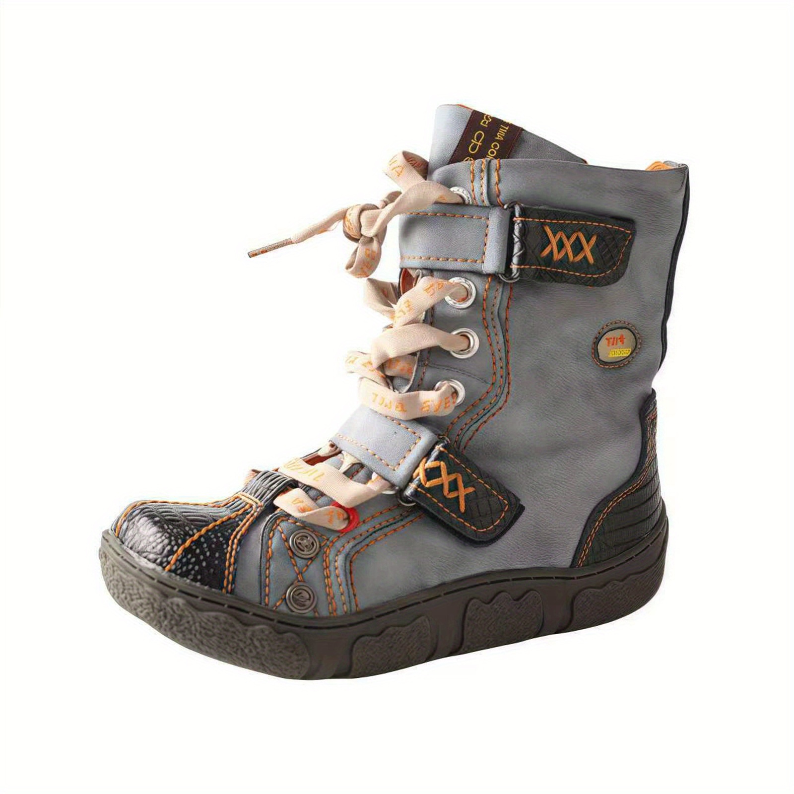 Image of Tma Eyes Women's Y2k Ankle Boots, Round Toe, Tpr Sole - (grey/green/black/blue) - Casual & Dress Boots For Spring & , Women Shoes