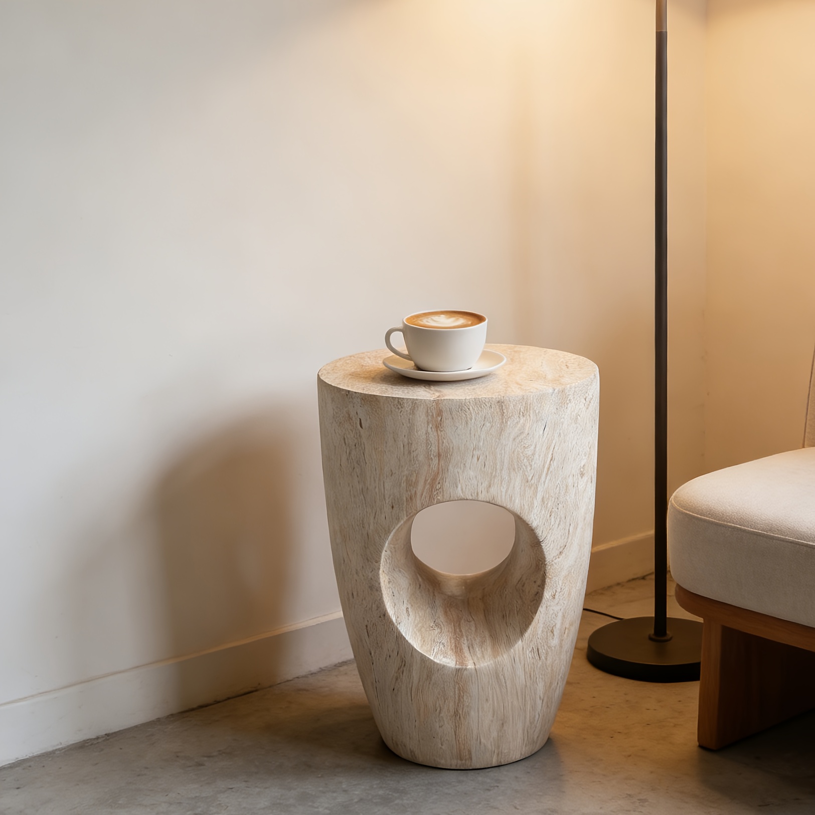 A Minimalist Marble-textured Home Decor Side Table, Suitable for Patio Decoration/plant Stand/coffee Table/poolside Leisure Side Table. Dimensions: Height 48.5cm, Length 37.5cm, Width 37.5cm