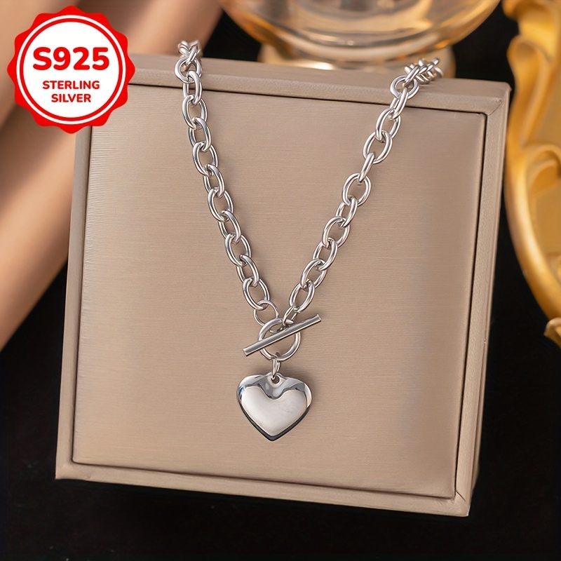 Heart Shaped OT Thick Chain Bracelet 925 Silver 42g