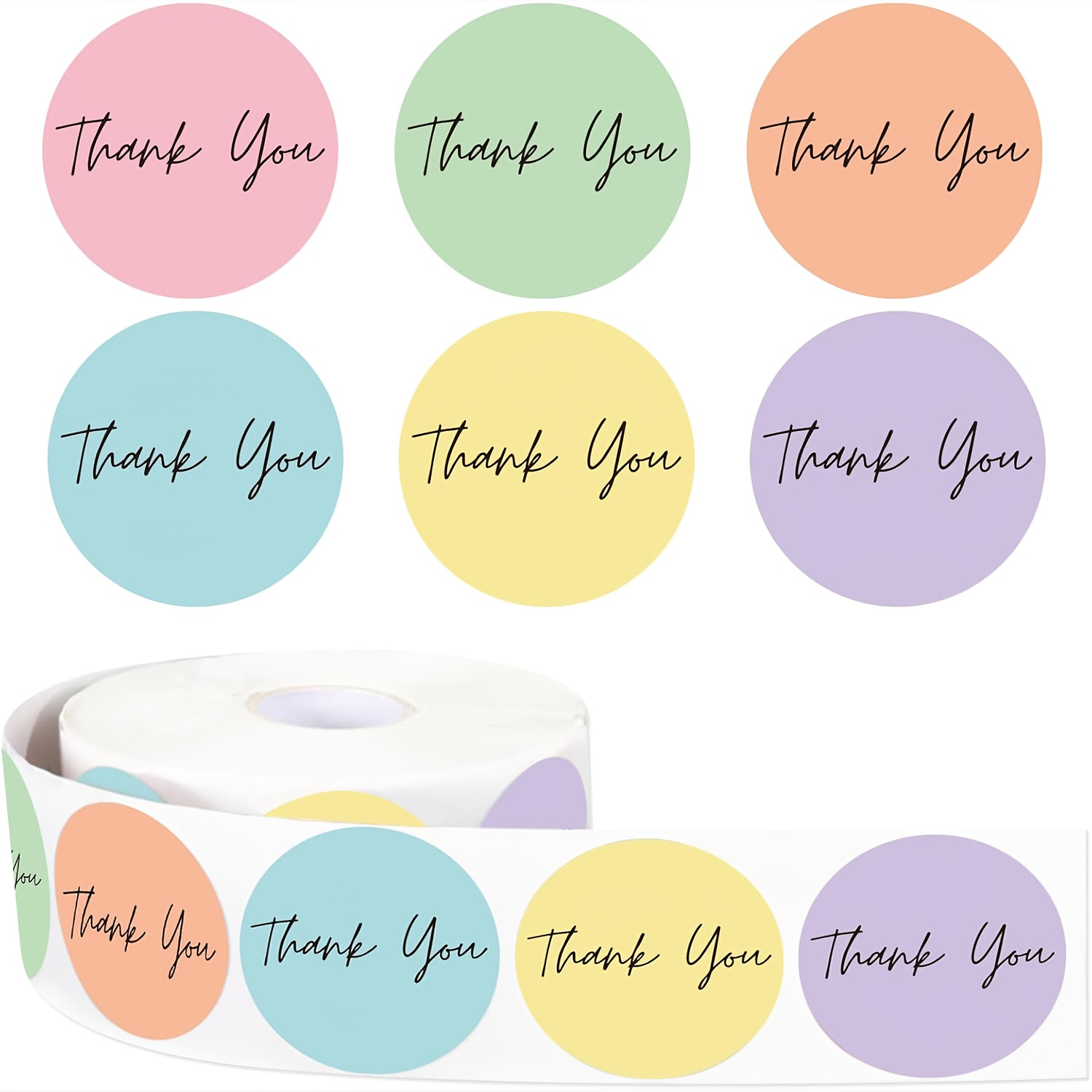 TEMU 500pcs/rotolo Adesivi Rotondi Colorati "Grazie" per Feste, Etichette per Confezioni Regalo, e Cancelleria