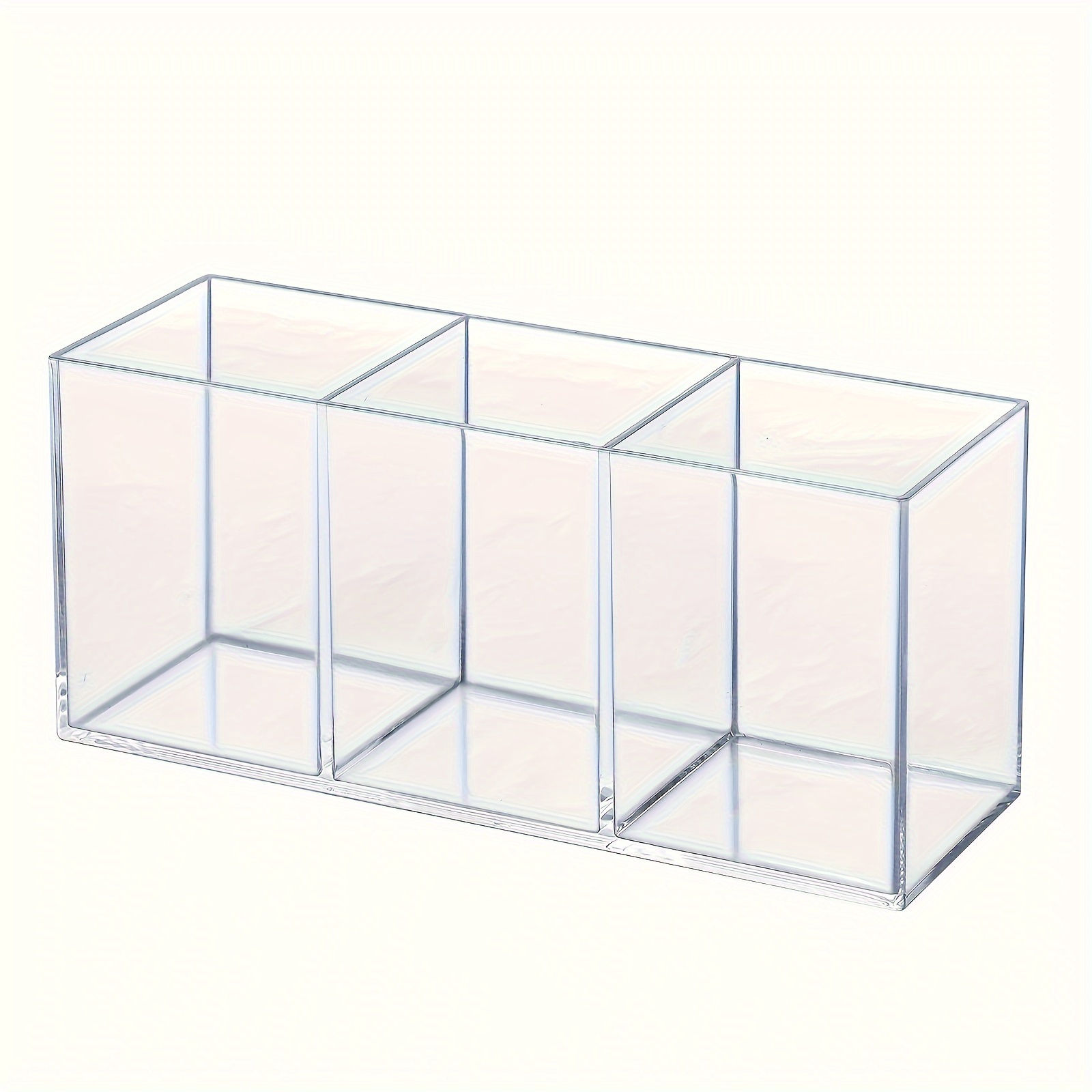 

Clear Acrylic Silverware & Pen Organizer Caddy, Transparent Plastic Silverware Holder, Perfect For Office, Bedroom, And Bathroom Storage