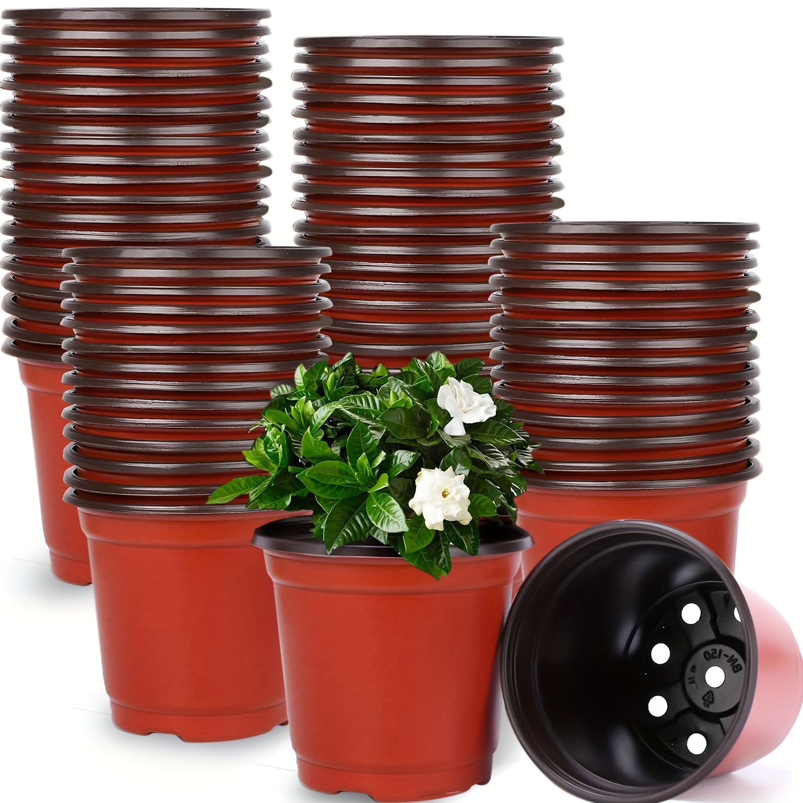 

350pcs 4-inch Round Plastic Plant Pots With Drainage Holes, Tabletop Seedling Containers For Bonsai Trees, Indoor & Outdoor Use, No Electricity Or Battery Needed, Pots For Plants