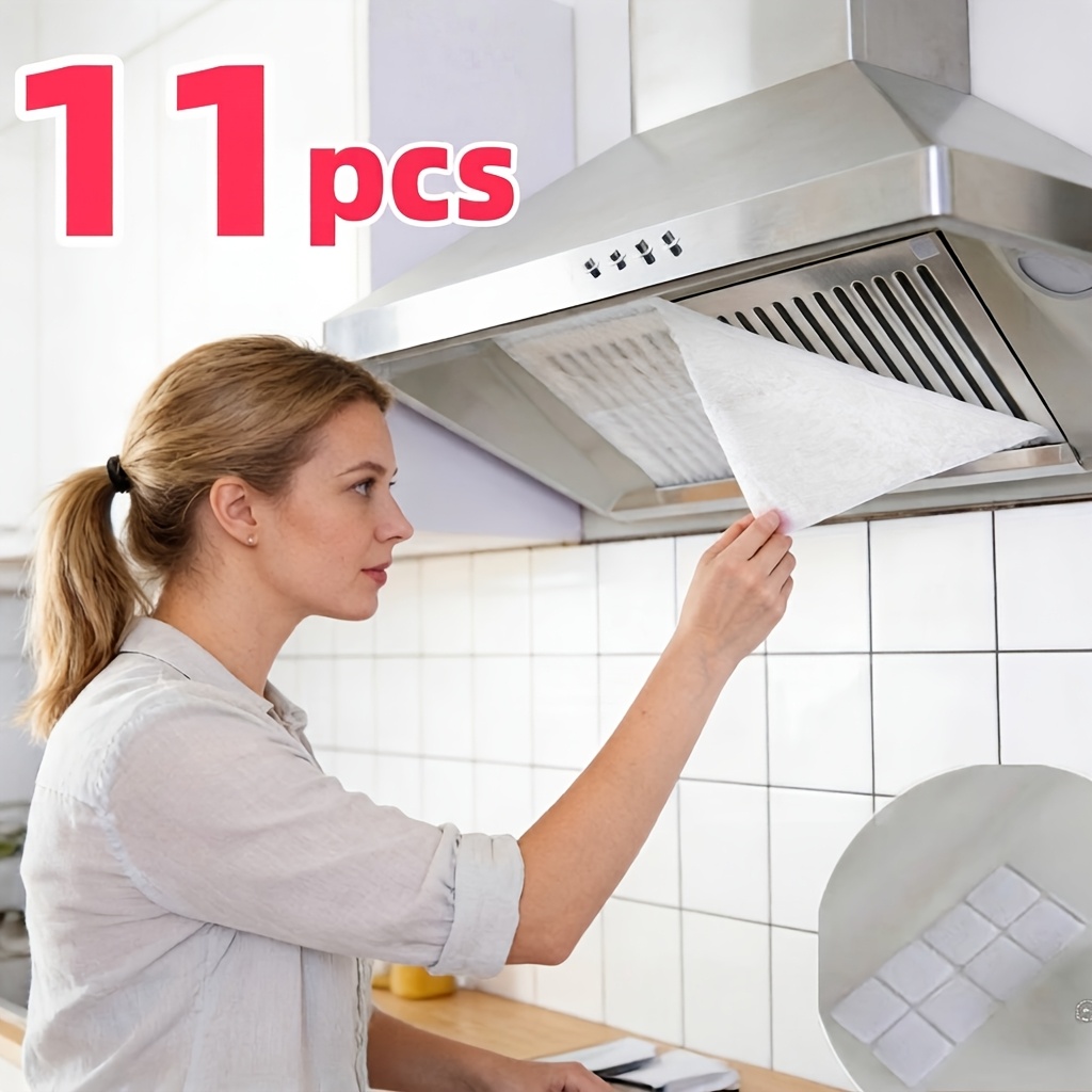 11pcs Self-adhesive Range , Easy To Clean, Suitable For Most Range Hoods, , Durable And Easy To Clean, Smooth Filter Design, Kitchen Oil Smoke Filter, Essential For , Modern Minimalist Style