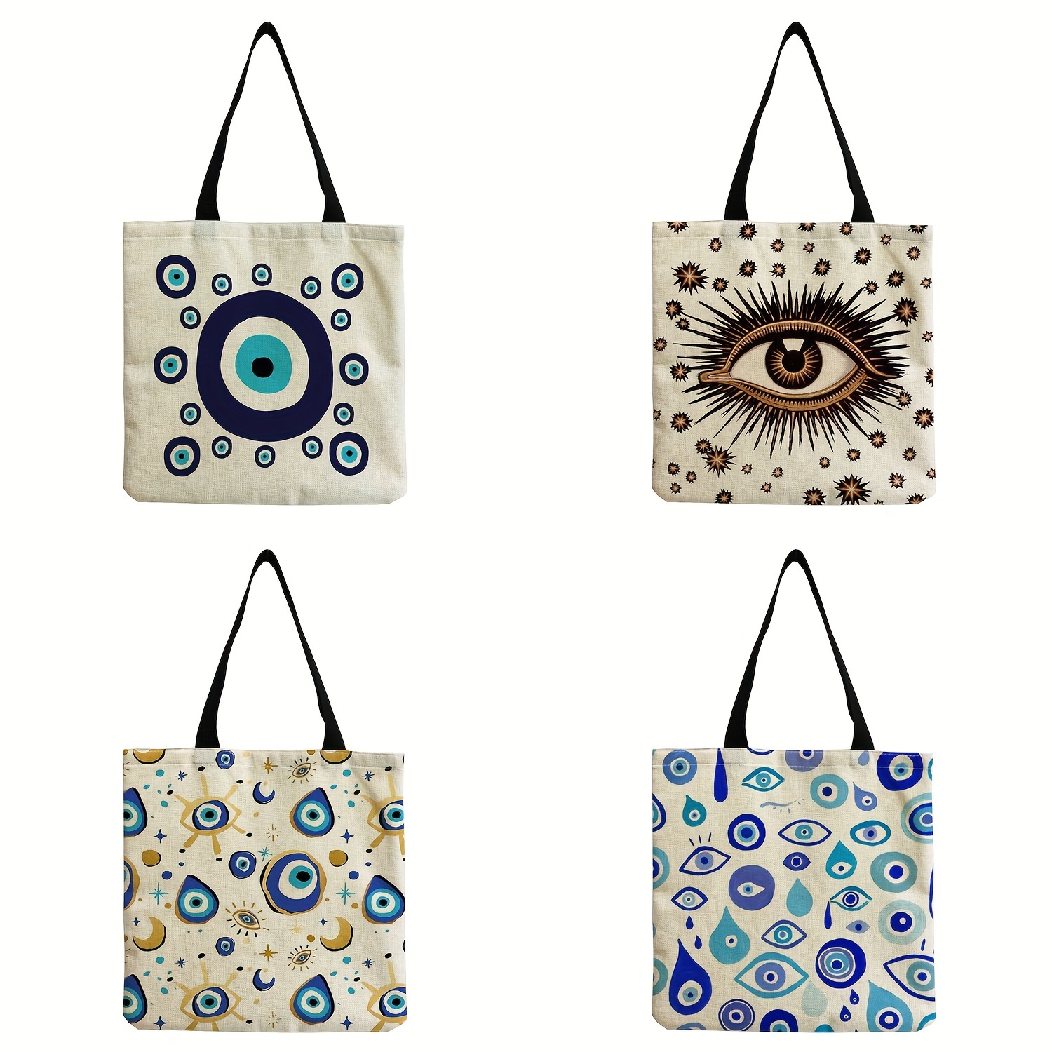 

Eye Print Tote Shoulder Bag, Women's Casual Shoulder Totesfor Travel Beach, Foldable Shopping Bag