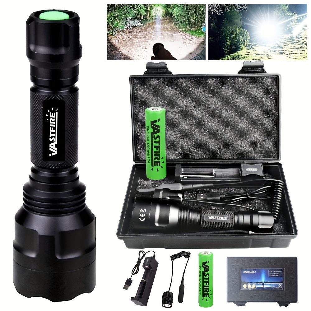 TEMU Mini torcia LED C8 a monomodo portatile da 1000 lumen ad luminosit� con caricabatterie per emergenze, campeggio, trasporto EDC, torcia manuale