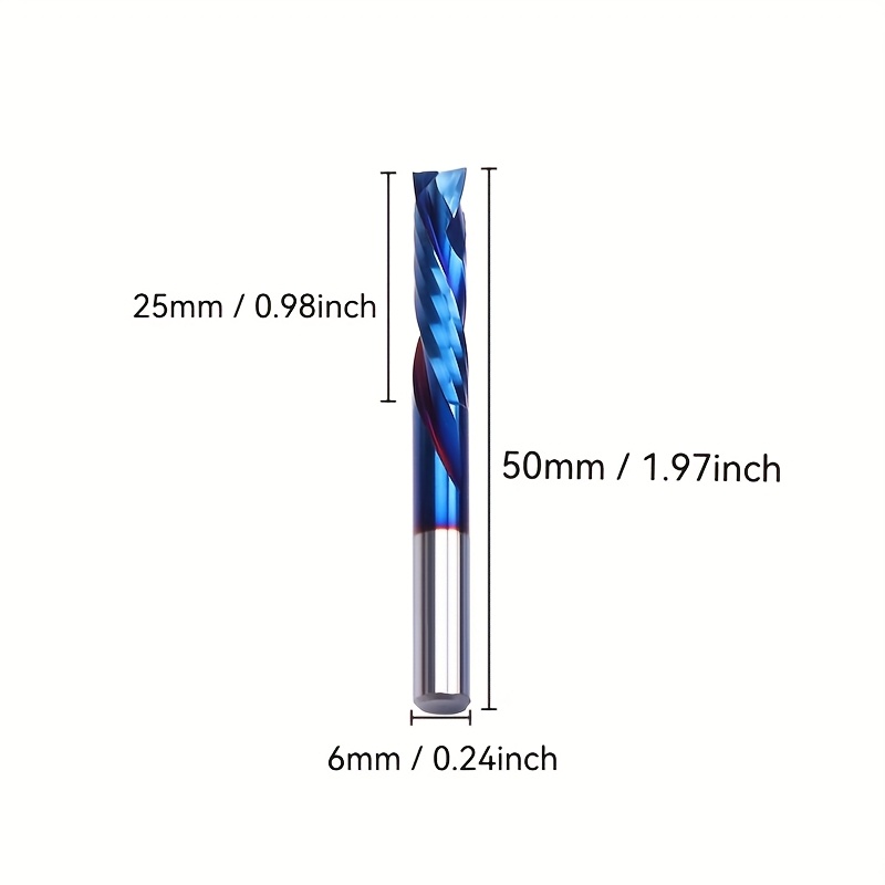 TEMU Shank 6mm Up &down Cut 2 Flutes Spiral Carbide Tool Cutters For Cnc Router Compression Wood End Mill Bits
