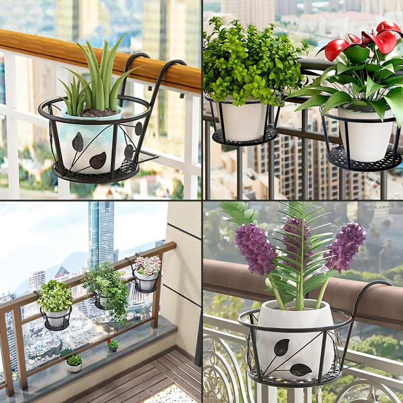 Set mit 3 Hängekörben aus Metallkunst für Blumen, zum Aufhängen über Geländer. Diese robusten Eisen-Pflanzgefäße eignen sich * zur Dekoration von Balkonen und Gärten, sind sowohl für den Innen- als