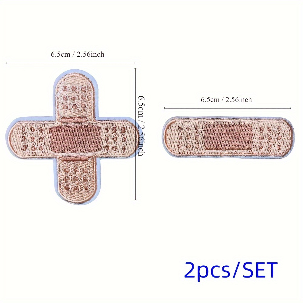 2pcs-band-aid Patch Iron On Embroidered Patches Appliques Machine Embroidery Needlecraft Clothes Accessory Sewing
