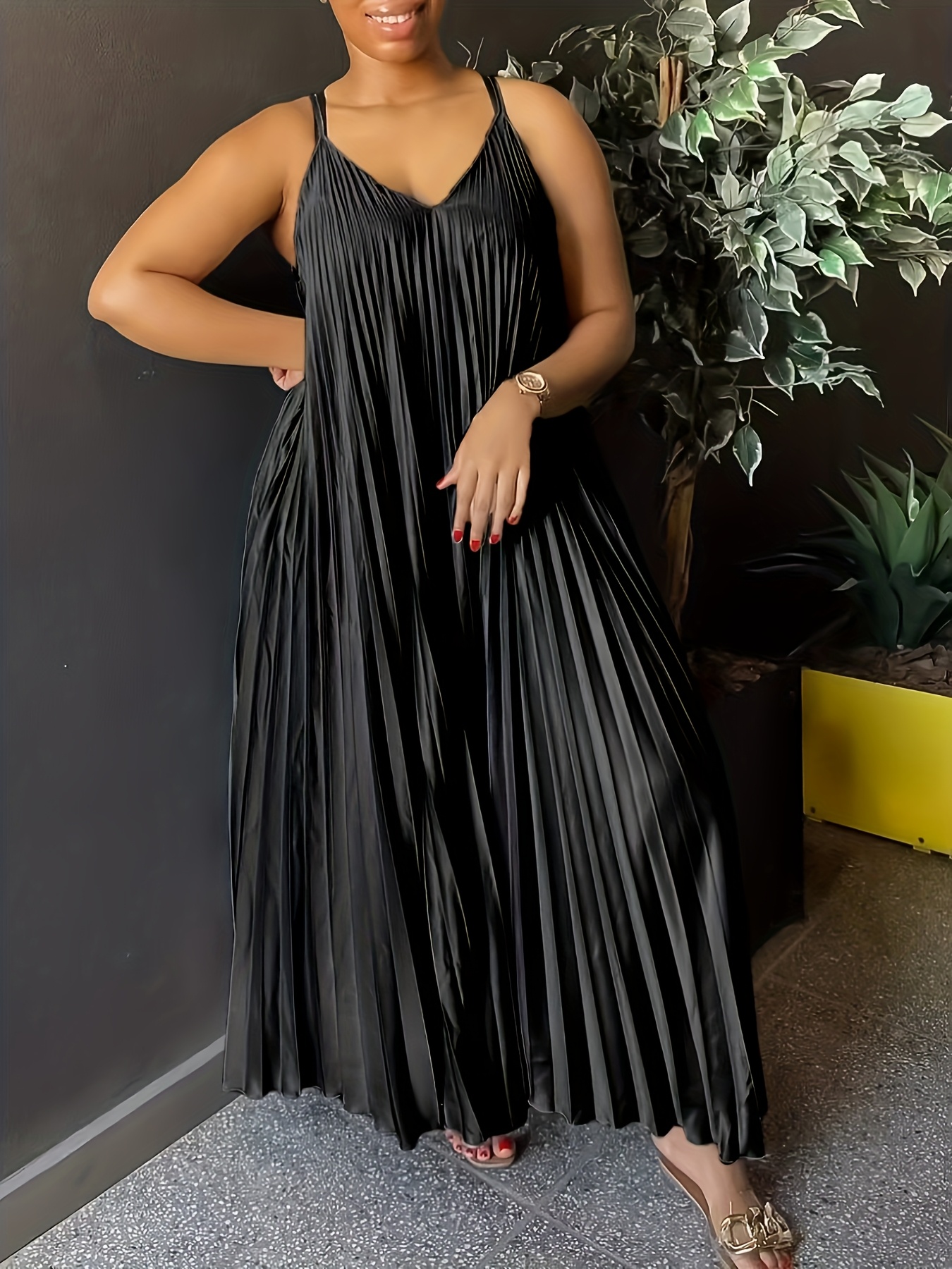 knee length dresses for ladies Loose Linen Maxi Dress from NikkaPlace