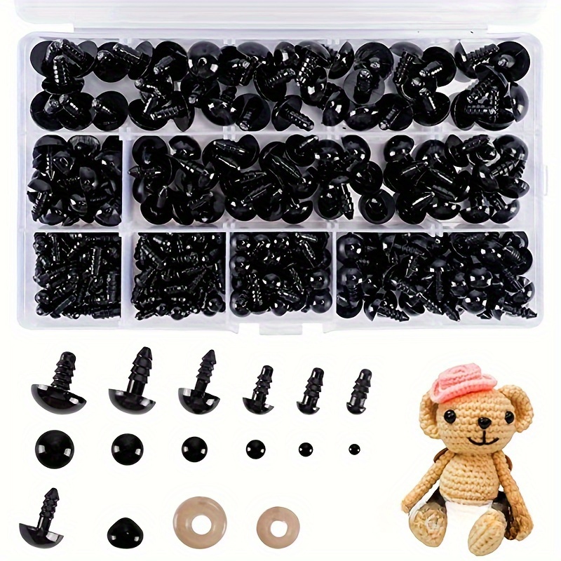 

Value Pack 100pcs Safe Crochet Eyes And Noses, Black Plastic Safety Eyes, Washers, Diy Doll Eyes For Plush Animals Doll, Diy Accessories, Amigurumi Safe Eyes, Assorted Sizes