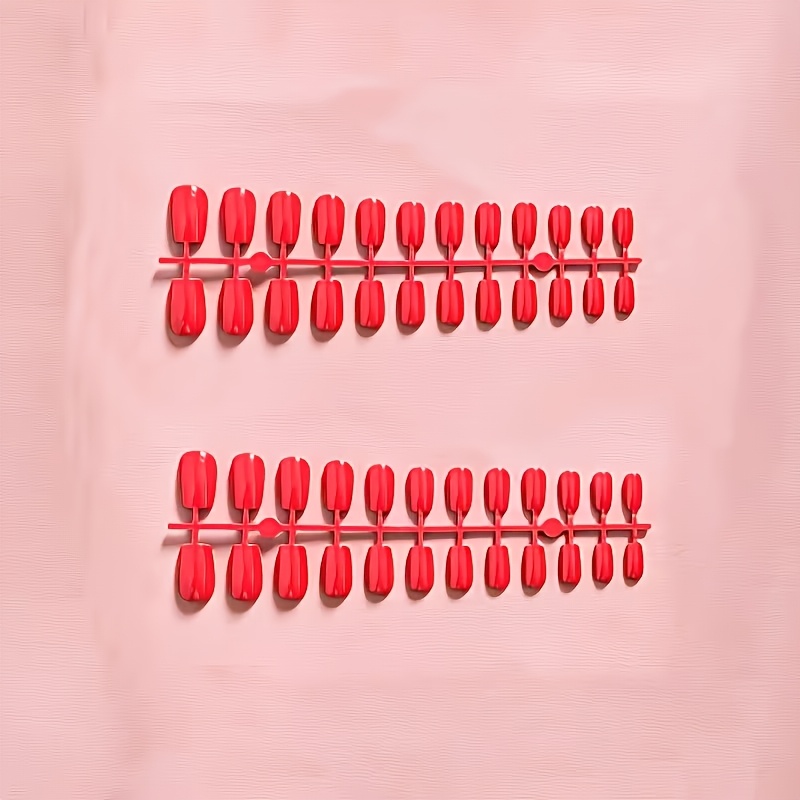 TEMU 48pcs Medium-length Solid -on Nails - 2-pack Elegant Festive Fake Nails | Stylish And Exquisite For Women, Suitable For Parties And Daily Wear,