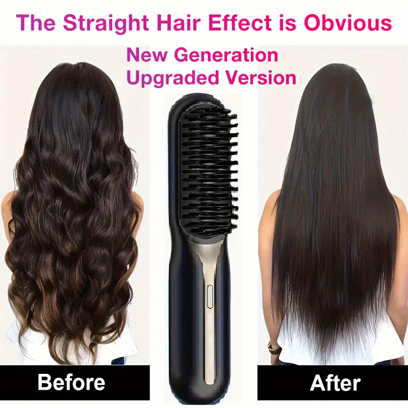 

Portable Cordless Hair Straightener Brush, Portable Straighteningbrush With Negative Lon, Hot Comb Hair Straightener For Women, Lightweight & Mini To Carry Out, Type-c Charging Port, Anti-scald