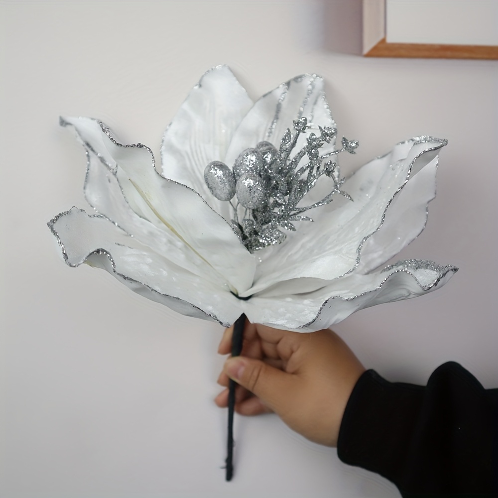 5pcs 33cm 2194 Christmas Flowers Artificial Flowers Christmas Atmosphere Create Christmas Tree Decoration Holiday Party Outdoor Simulation Flower