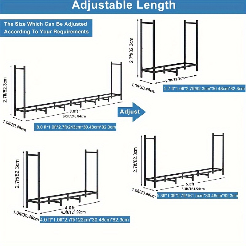 1pc adjustable heavy duty firewood rack for fireplace and outdoor wood storage household gadgets details 2