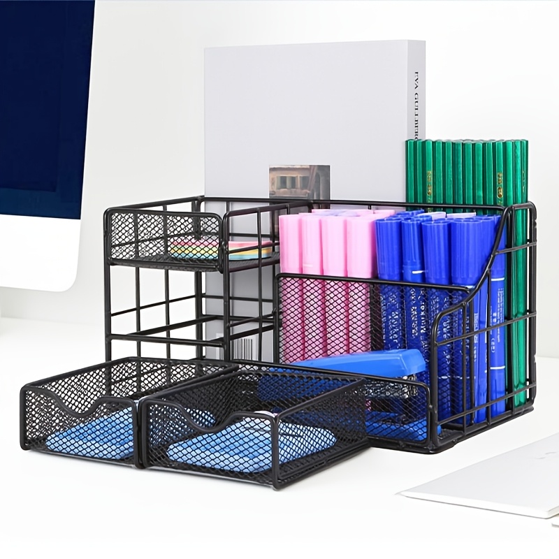 mesh desk organizer with drawers sold on Temu United States