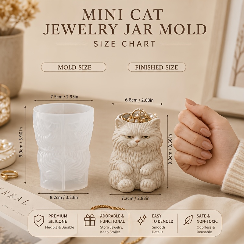 E-shop [Harzgussformen] Kurzhaarige Perserkatze Form Silikonform 3D Tier Ornament Herstellung Form Handgefertigte Gips Harz Kerzen Gestaltungswerkzeug