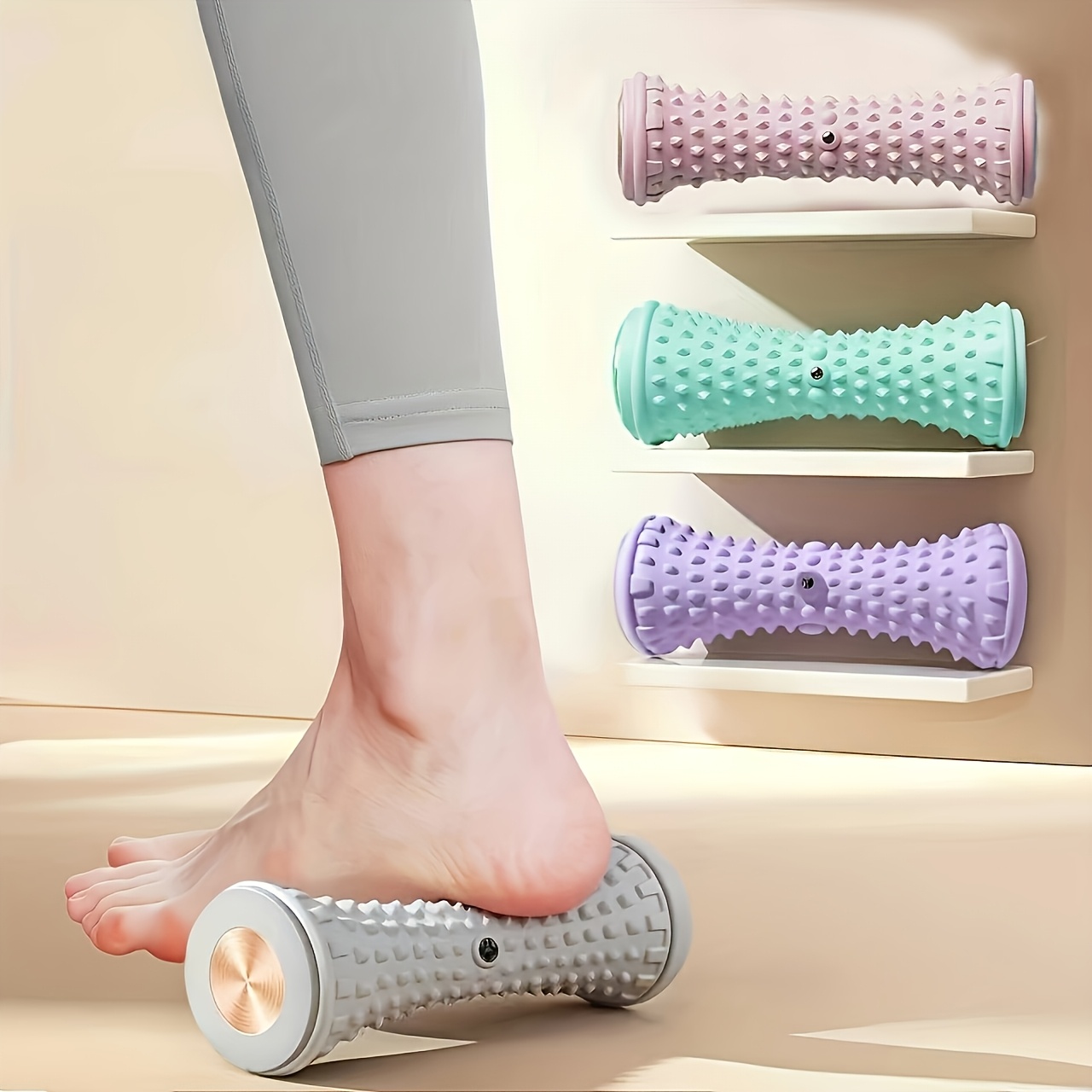 2pcs Foot Fascia Roller, Foot Massage Roller, Deep Tissue Massage with Rough Surface, Home Rolling Trainer, Manual Operation, Plastic Material for Enhanced Foot Comfort, Suitable for Yoga and Fitness Enthusiasts