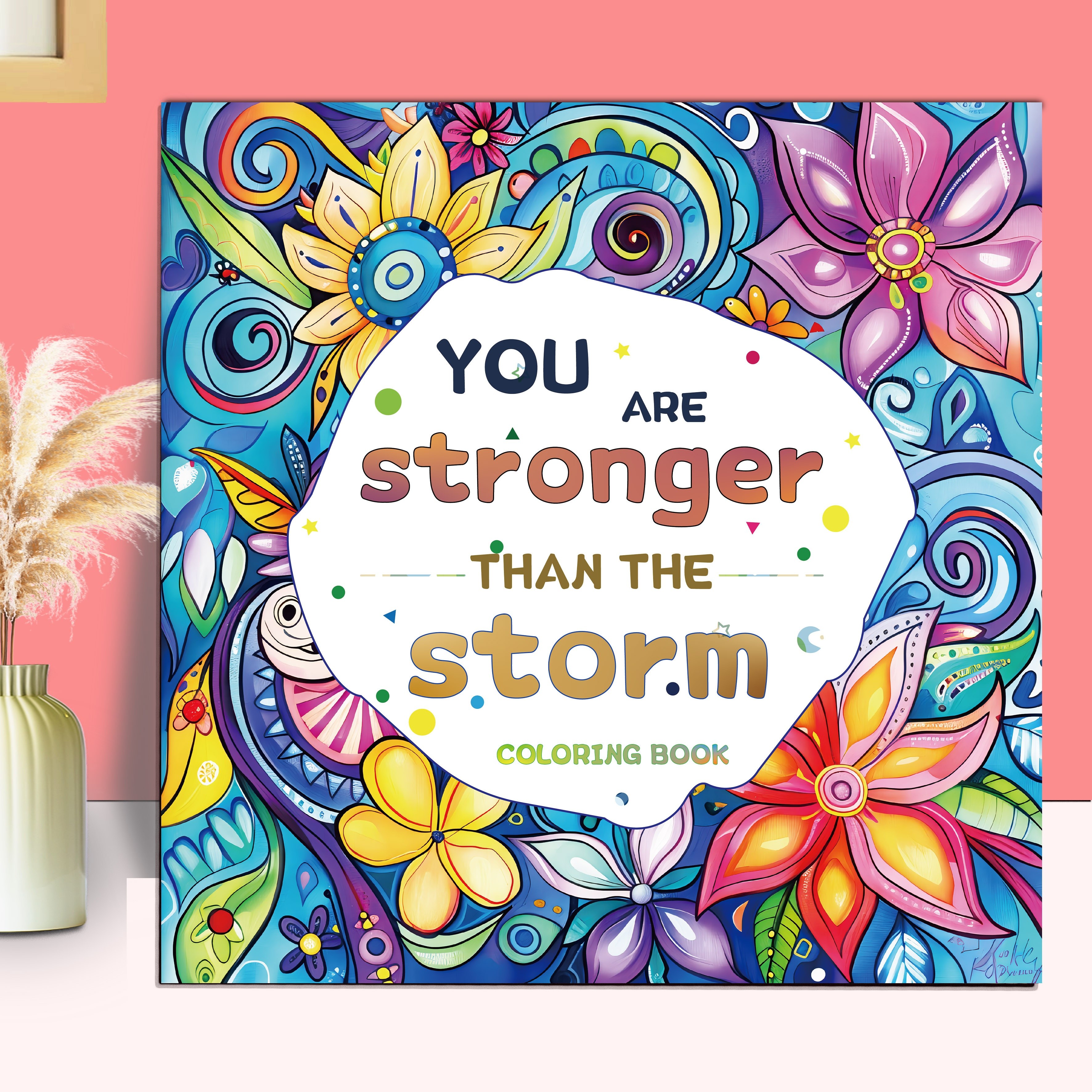 

1pc Adult Coloring Book "you Are Stronger Than " Theme, 20 Pages, 7.9 X 7.9 Inch Single-sided Watercolor Paper, Gift For Family & Friends, Christmas, Halloween & Parties - Mixed Color, 14+