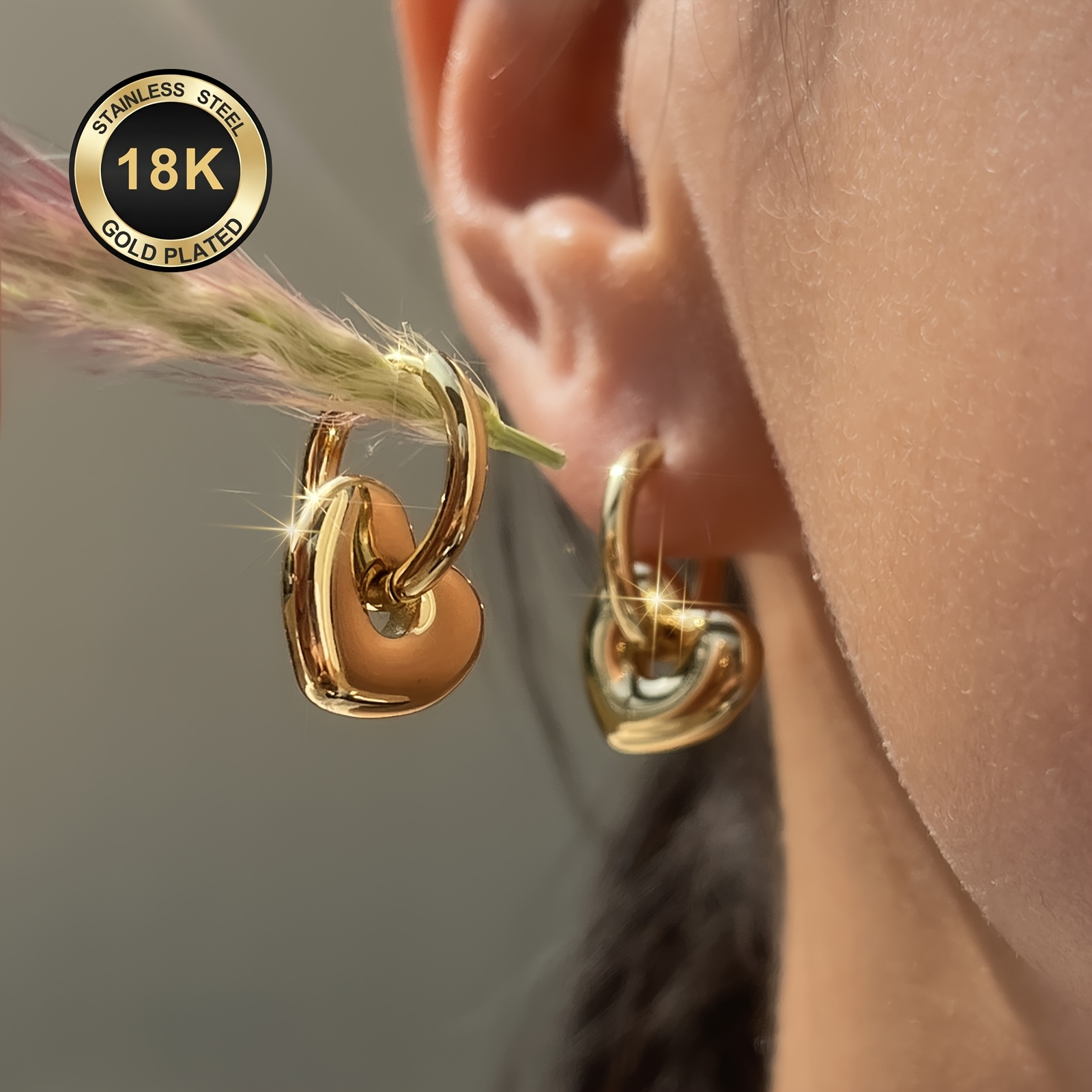 E-shop Hochwertige 18K vergoldete, auslaufsichere Edelstahl-Tropfenohrringe, hypoallergener 316L-Ohrstift, elegante, trendige, bezaubernde, baumelnde,