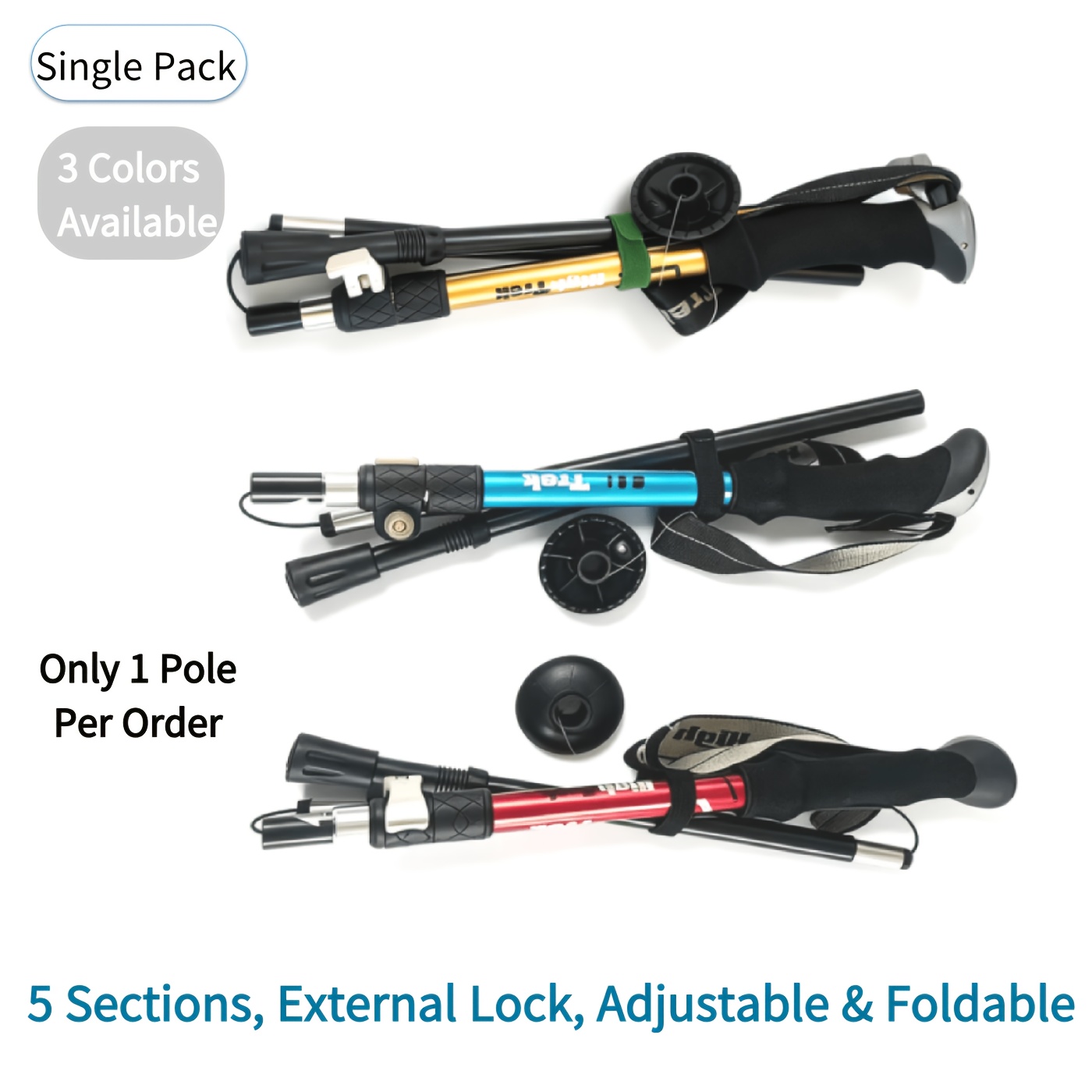 5-Section Color Spliced Foldable Trekking Poles