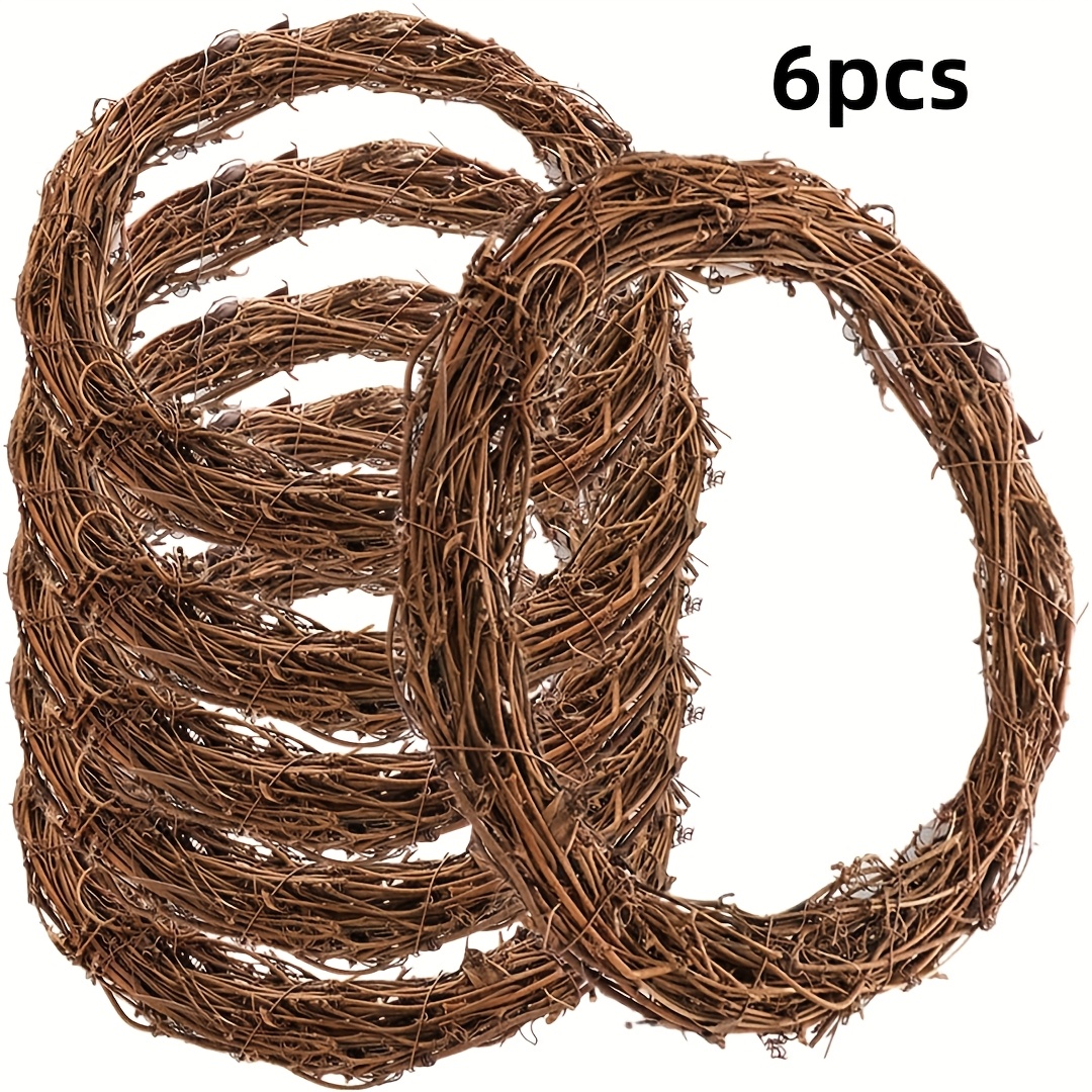 Creative Handmade Rattan Wreath | Grapevine Wreath 6pcs, 10-inch Diy Rattan Decoration, Front Door Wall Hanging, , Festive Decoration Goodies,halloween,christmas