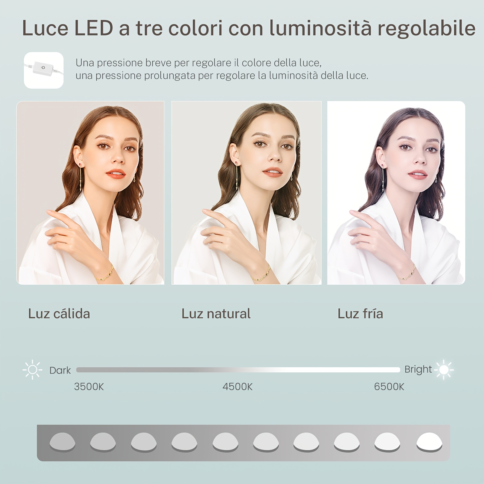 Lufeiya Toeletta Con Specchio LED E Sedia – Scrivania Trucco 101,6 Cm Con Cassetti E Prese USB, Bianco