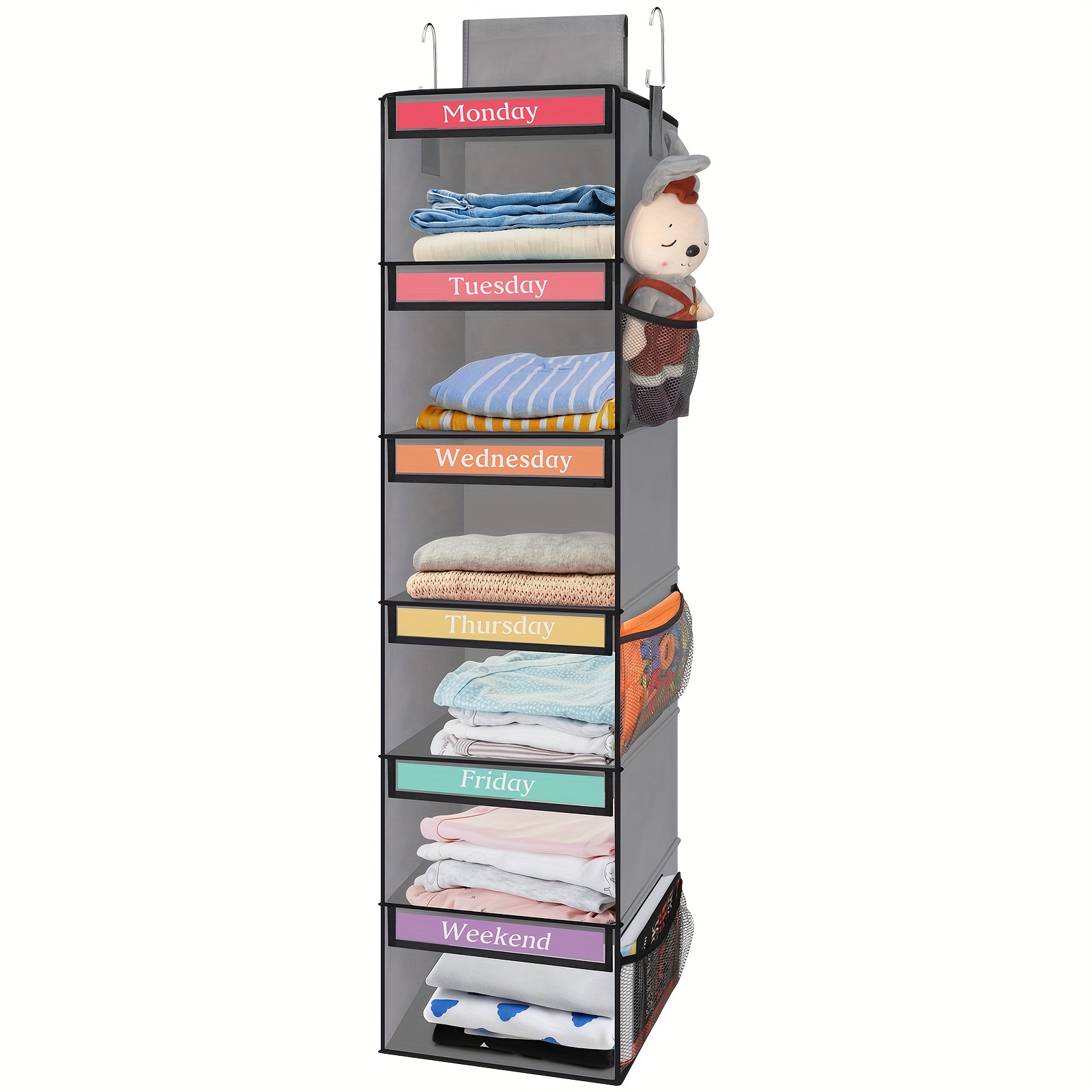 

Superlele 1pc Christmas Grey 6-shelf Weekly Hanging Closet Organizer With 6 , Organizers Monday Through Friday Clothes Foldable Hanging Storage Shelves