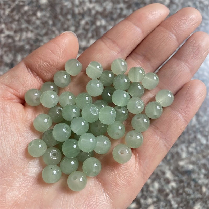 50pcs 8mm Aventurine Green Glass Beads For Making - Suitable For Necklaces, Bracelets, Birthday Party Gifts, And Accessories