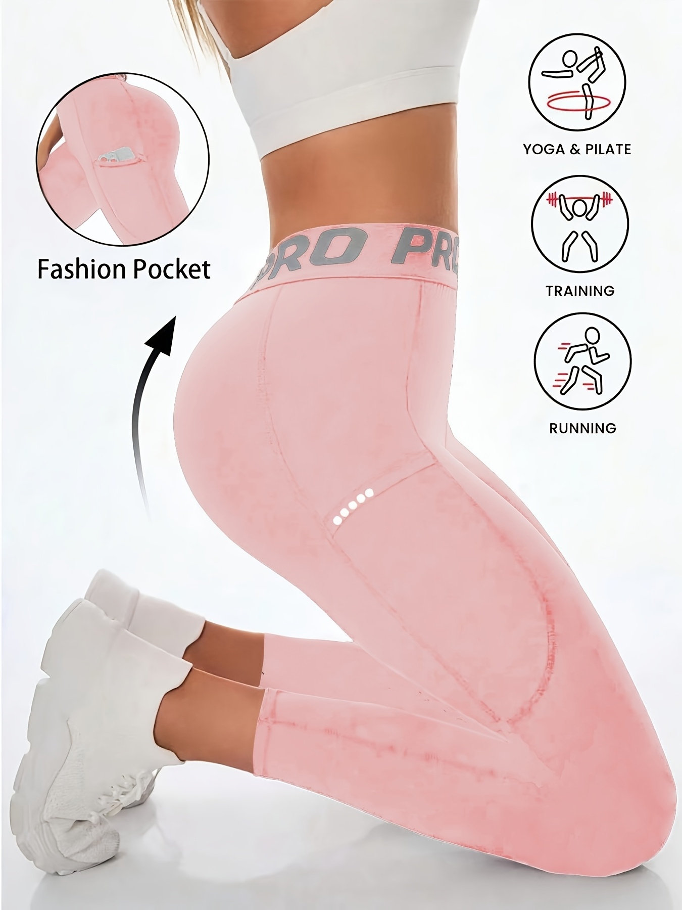 new arrival summer yoga pants with letter waistband womens high waisted tights outdoor casual reflective dot workout leggings with side pockets