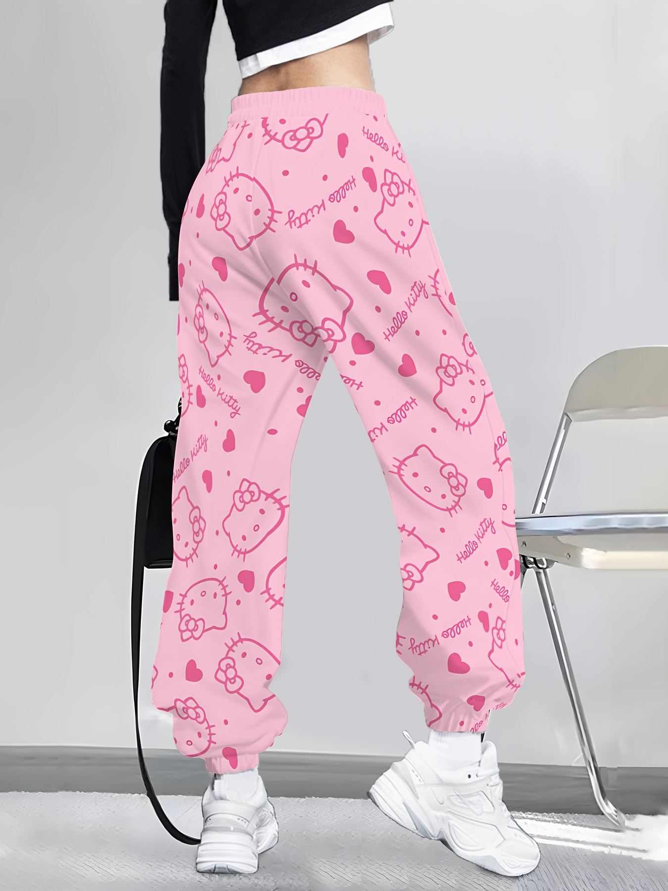 womens pink cartoon print joggers cute Temu United Arab Emirates