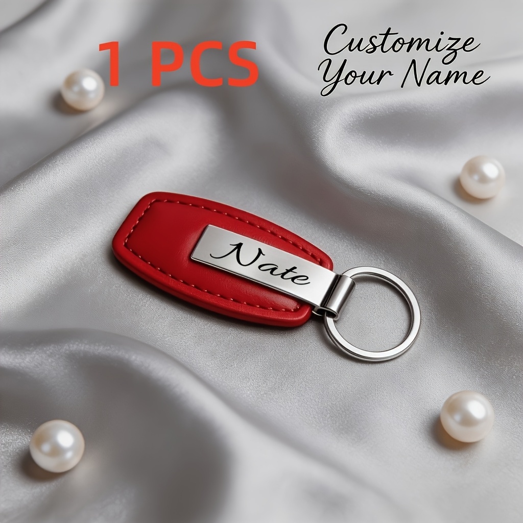 TEMU 1/10pcs Custom Personalized Text, Personalized Signature Keychain, Personalized Your Name Signature Keychain, Vintage Laser Printed Car Key Fob