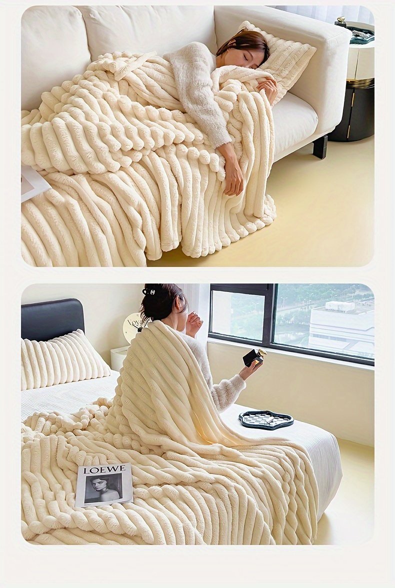 luxurious   rabbit fur throw blanket versatile   machine washable for bed   office perfect christmas gift details 3