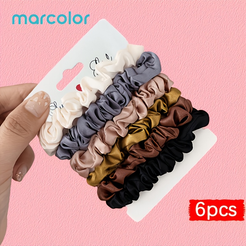 Marcolor 6/12pcs Set Korean-style Gentle Satin Hair Ties, Versatile , Durable And Non-irritating, -like Texture Hair Accessories