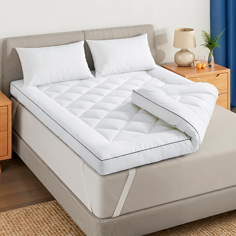 10cm Mattress Topper, Dual-layer Microfibre And Foam, Filled With Microfibre And Foam For Support, Comfortable Material With Elasticated Edges, Breathable, Durable, Suitable For Use