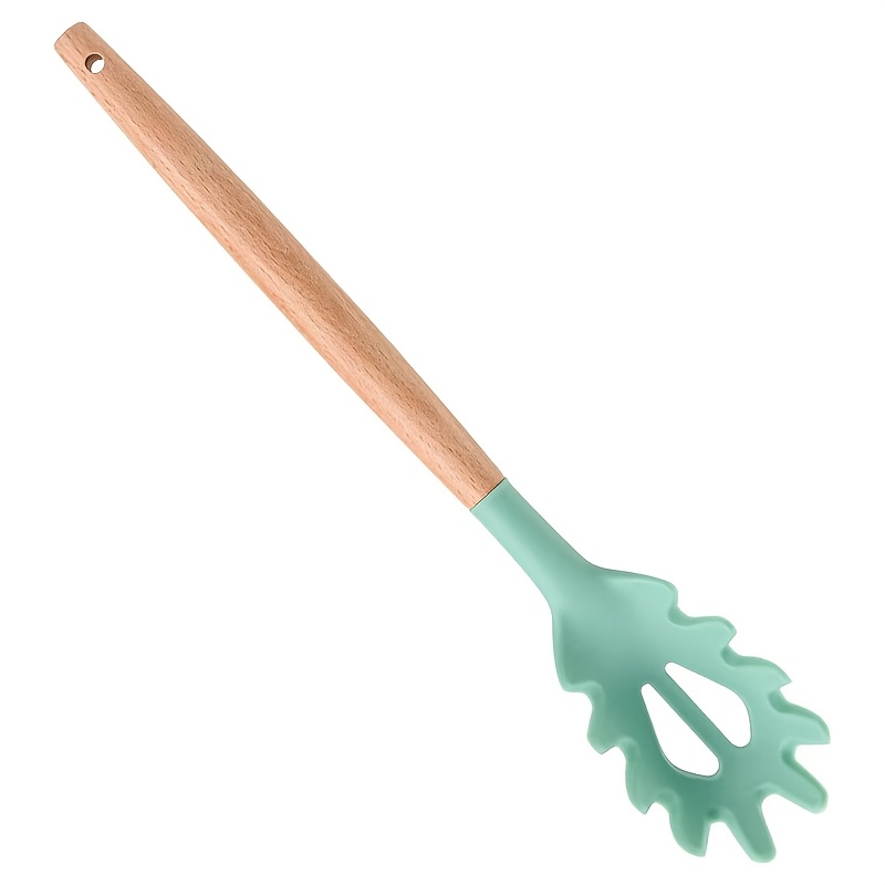 TEMU Wooden Handle Silicone Powder Claw Italian Powder Kitchen Soup Powder Noodle Ladle Household Kitchenware Pot Powder Claw Silicone Kitchenware