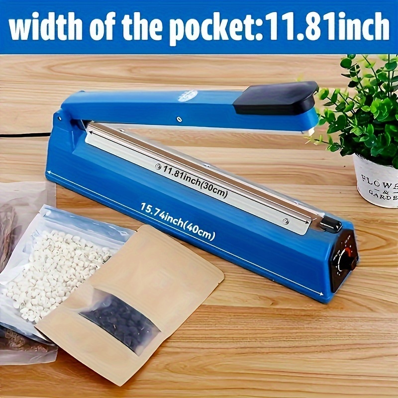 TEMU 1pc 11.81 Inches Heat Sealer Manual Bags Sealer Heat Sealing Machine Poly Bag, Heat Sealer Sealing Machine For Plastic Bags Pe Pp Bags With Extra Replace Element Grip