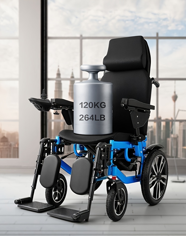 full reclining carbon   heavy duty electric wheelchair adults elderly foldable power   n   lbs manual adjustment for backrest leg supports 12ah lithium battery with 9 3 mile range 264 lbs   large storage bag Product details 1