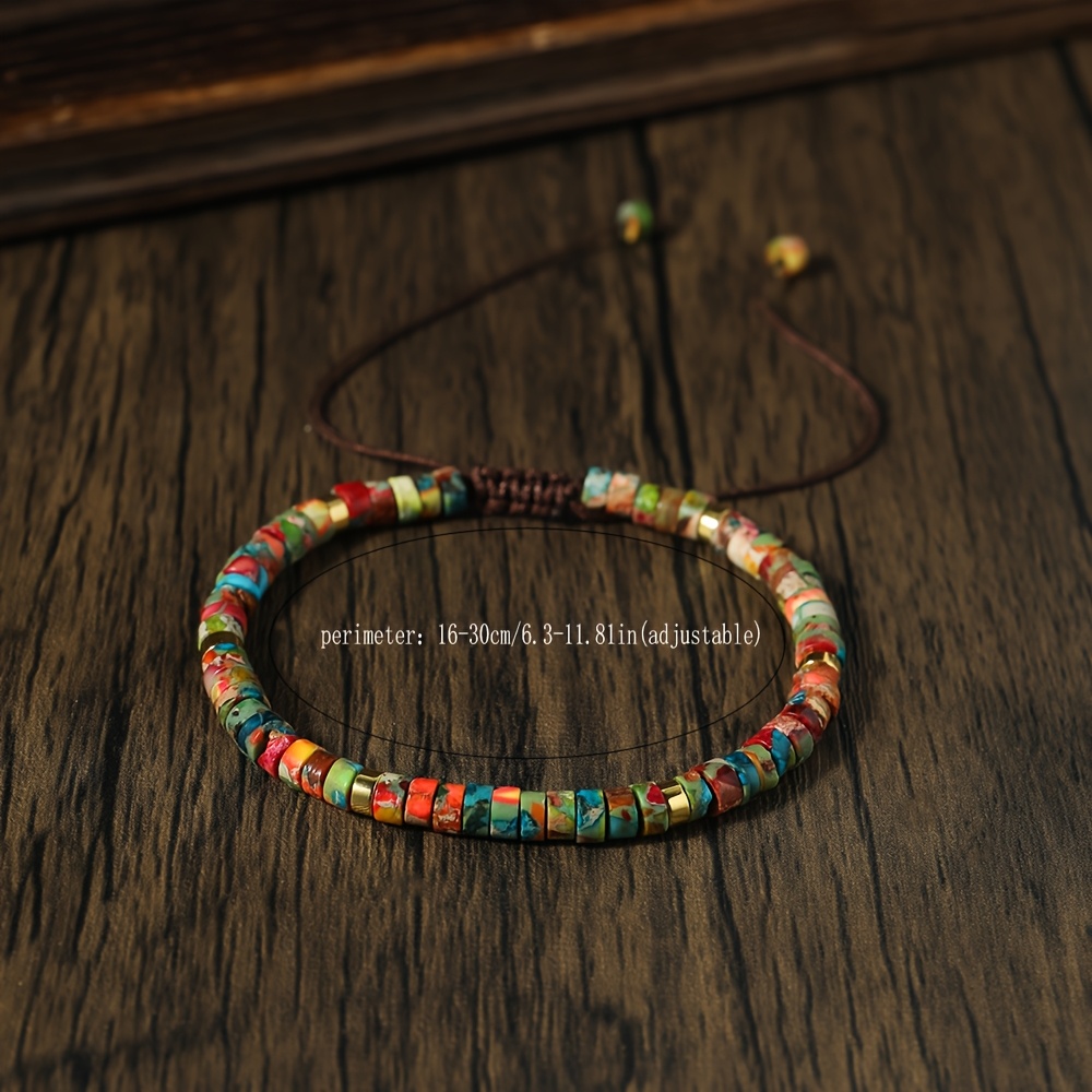 Adjustable Natural Stone Bracelet with Vibrant Green Emperor Stone Beads