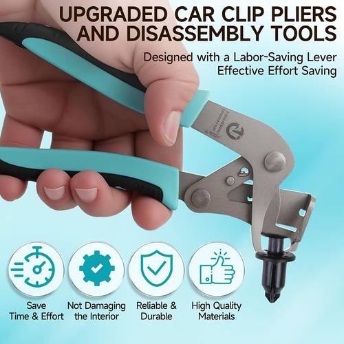 pinze per clip auto e strumento di smontaggio, pinza multifunzionale rimozione pannelli, professionale a presa forte automobilistica con gancio estraibile : per sganciafascette, fibbie, borchie. adatte ad autovetture, camioncini, motocicli ed imbarcazioni