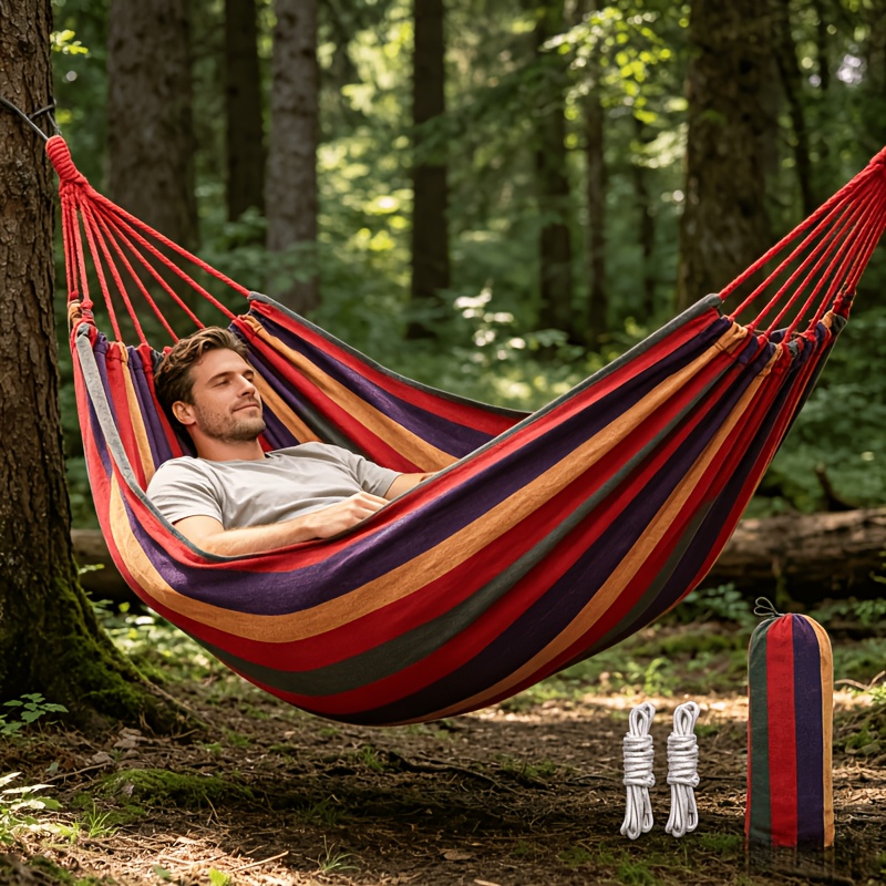 thickened wear resistant patio hammock outdoor hammock park hammock garden hammock suitable for outdoor patio leisure fishing and entertainment ideal for the patio hammock relieve the fatigue and tension when not Product details 3