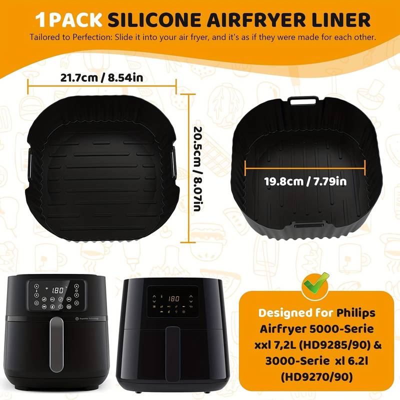 Moule En Silicone Pour Airfryer Philips XL/XXL Et Cosori 4.7L - Réutilisable, Antiadhésif, Résistant à La Chaleur (-4°C à 205°C)
