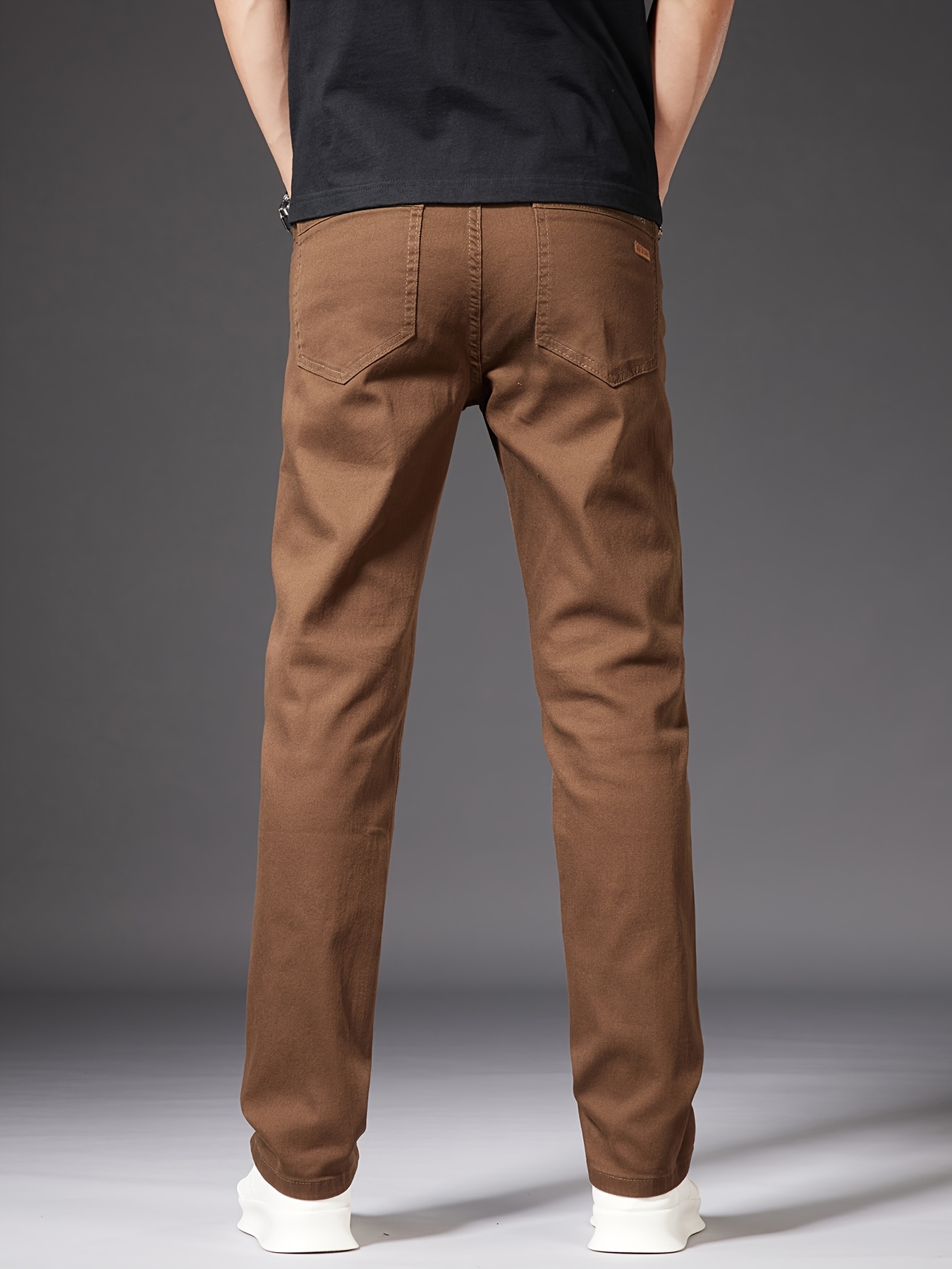 New Men's high-end indoor and outdoor different color coffee casual jeans summer slim straight elastic body shaping versatile Korean version trendy