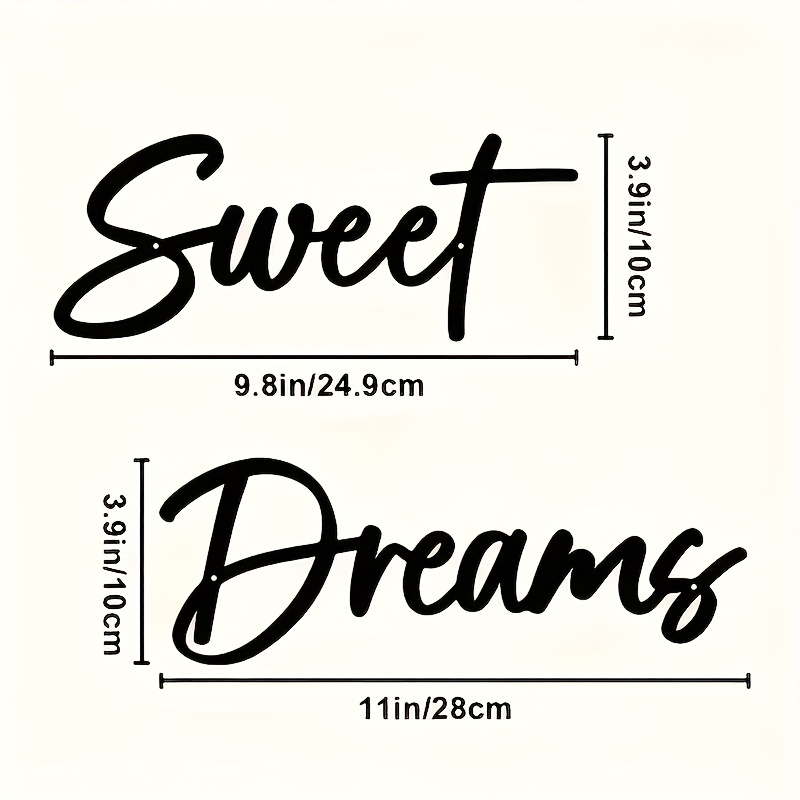 E-shop 2 Metall-Wandschmuck-Schilder in Schwarz im Modernen Stil mit den englischen Worten "" zum Aufhängen am Bett oder als Schlafzimmerwanddekoration