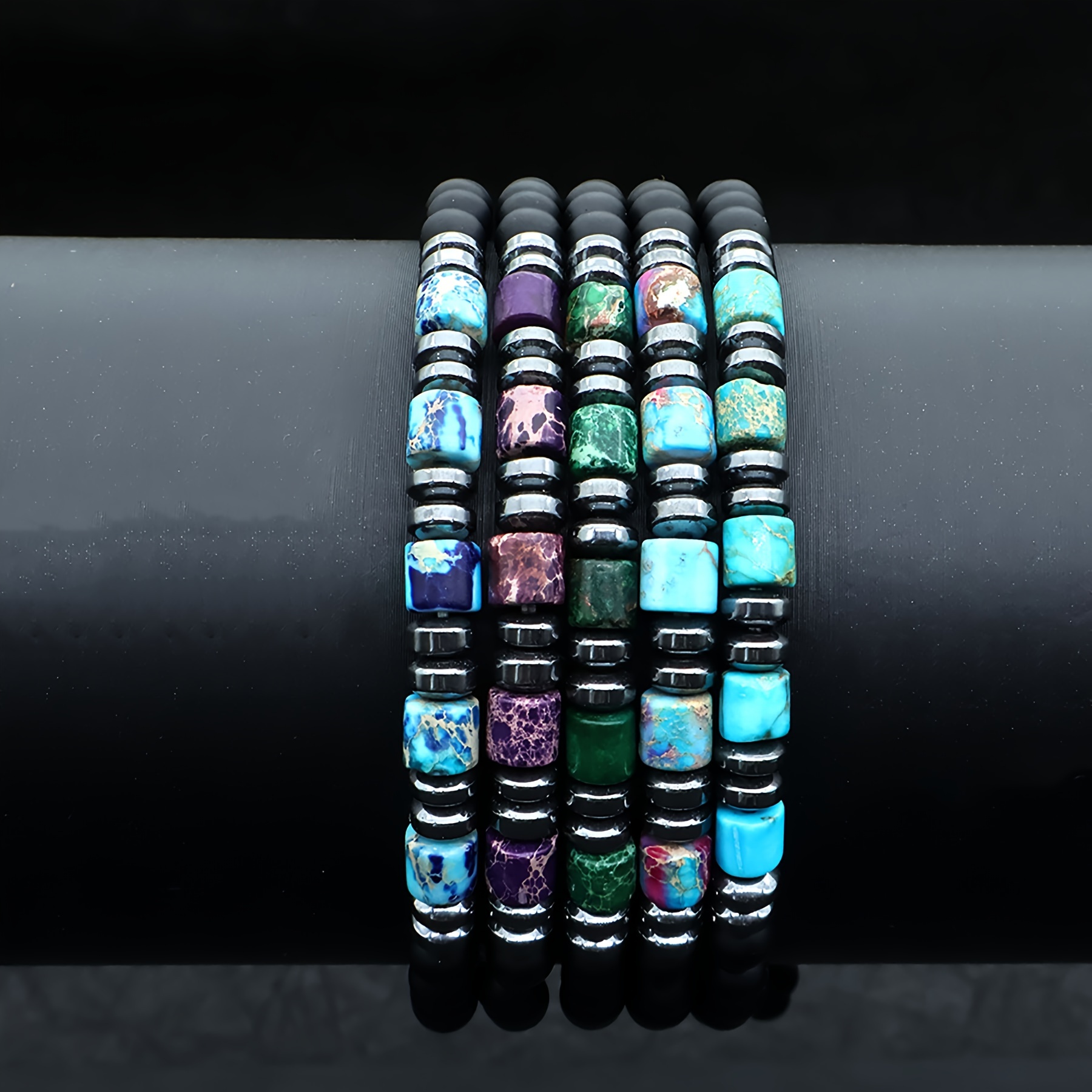 

Fashion Style Synthetic Emperor Stone Beaded Bracelet, 4mm Unisex Design Stretch Wristband, No Plating Man Made Rock Jewelry