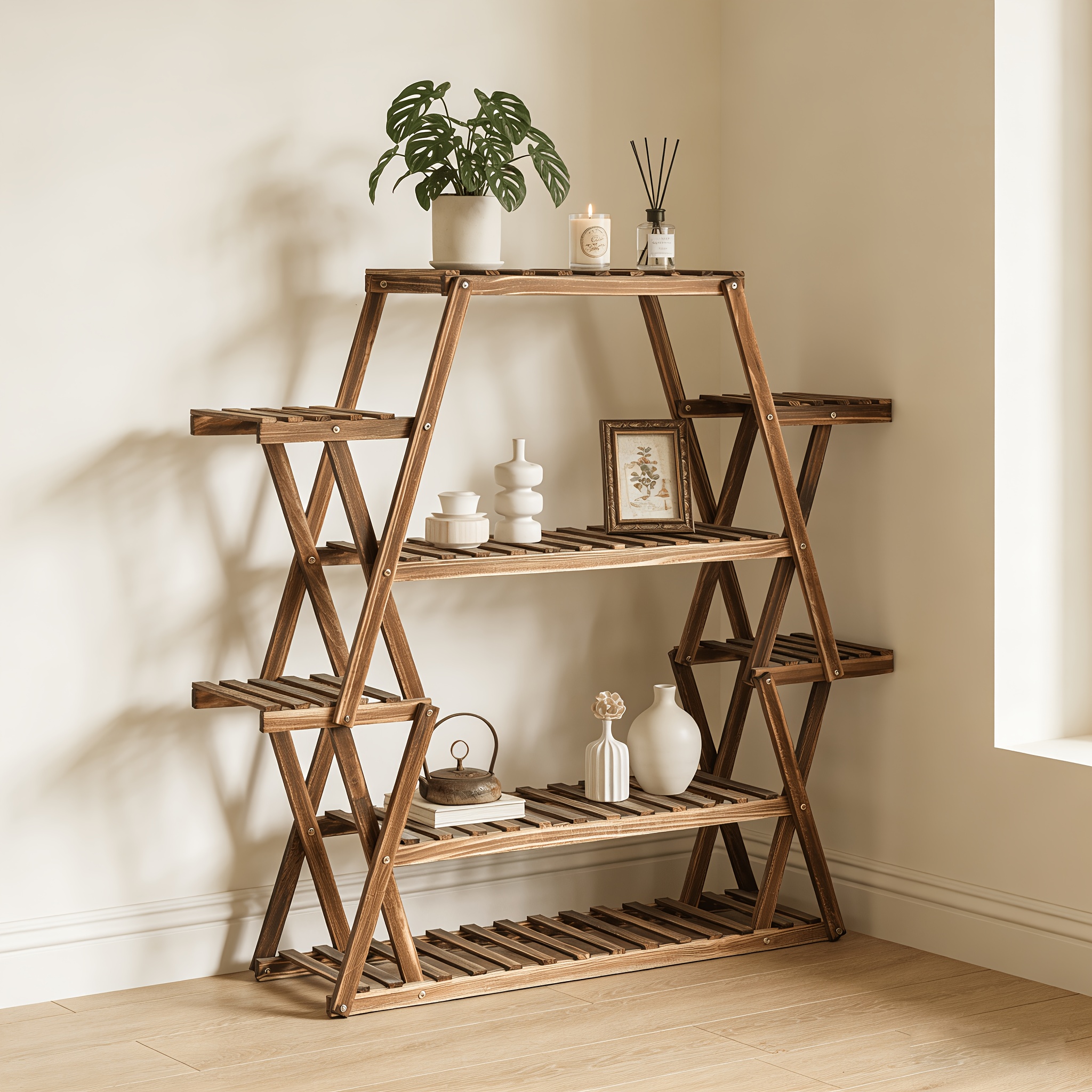 TEMU 6-tier Stand Shelf Indoor, Storage For Books & Decor | Multi-use Display Shelves For Living Room, Bedroom, Kitchen | Easy Assembly, Living Room