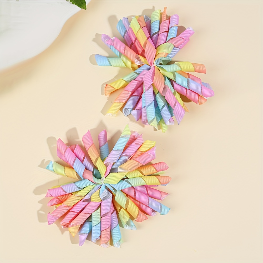 set 2 curly bow hair clips featuring rainbow - Temu Oman