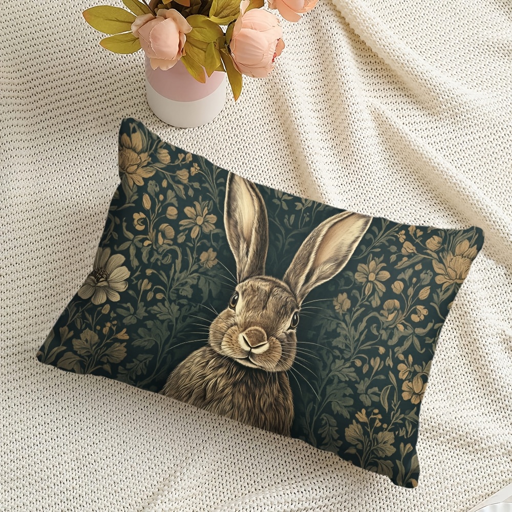 TEMU 1pc Double-sided 2d Flat Printing Spring And Summer Throw Pillow Cover, William Style Floral Pillowcase - Vintage British Soft Short Plush