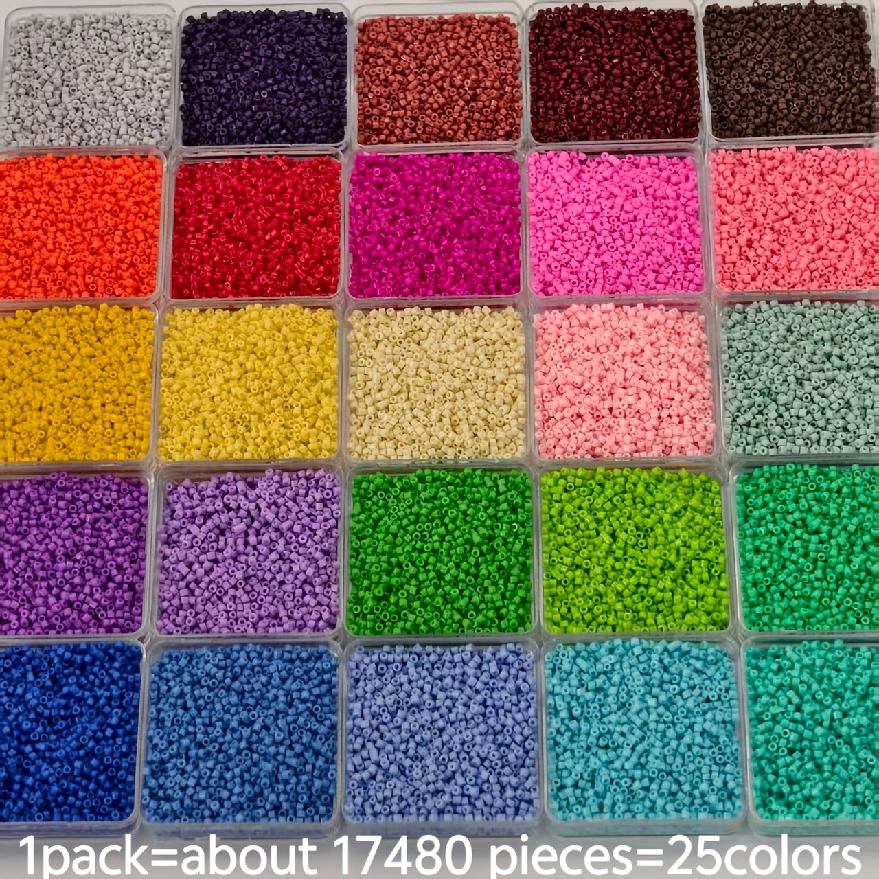 TEMU 17480 piezas de cuentas de semilla cilíndricas de 1.6 mm - 25 colores vibrantes de vidrio de calidad, cuentas sueltas, fabricación de joyas,